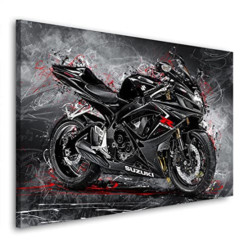 Kunstgestalten24 Leinwandbild Suzuki GSX R 750 Wandbild Kunstdruck Büro Dekoration Übergrößen