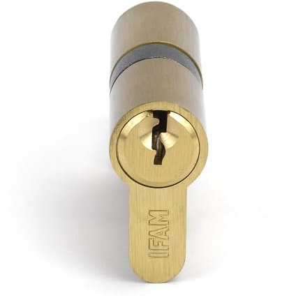 IFAM Cilindro Start STS3030L, Cerradura Seguridad Cilíndrica Acabado en Latón, 30x30mm, Incluye 3 Llaves de Serreta de Acero Niquelado, Cilindro Perfil Europeo, Cerradura Puertas Interior y Exterior