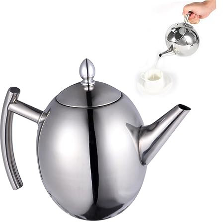 Zerodeko Bouilloire à Thé Inox Avec Filtre Intégré Théière Design Élégant Pour Usage