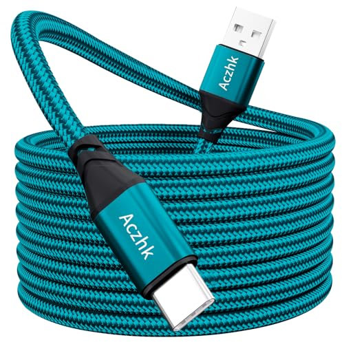 USB C Kabel 5M, Extra Lang USB C Ladekabel Nylon PS5 Controller Ladekabel USB Typ C Kable für Huawei P30 Mate30,Sony XperiaSamsung Galaxy S22/S21/S20,Note 10 9 8,PS5,LG V30 V20 G6 G5,(grün)