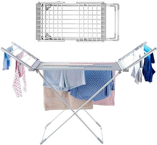 TOAWEM Sèche-Linge électrique Pliable, 230 W, 18 Rails, séchoir à Linge Humide, sèche-Linge Pliable économe en énergie, Porte-Serviettes Chauffant, Porte-Serviettes, pour Un Rangement Facile