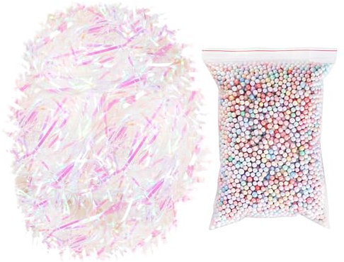 200 g de papier déchiqueté pailleté, 10 g de boules en mousse, papier déchiqueté, décoration de remplissage de boîte cadeau, accessoires d'emballage cadeau DIY