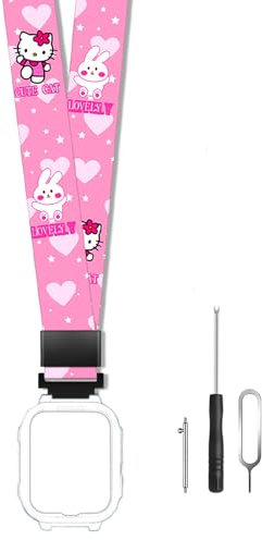 Carneedi 20mm Schlüsselband, Schlüsselbänder Umhängebänder Neck Lanyard für Smartwatch (Rosa)