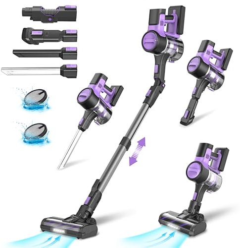 Aspirateur Balai sans Fil, 30Kpa 350W Aspirateur sans Fil Puissant, 50Min Autonomie, Batterie Amovible, 9 en 1 Aspirateur Balai sans Sac Pliable Léger pour Poils d'animaux Tapis Voiture Sol Dur