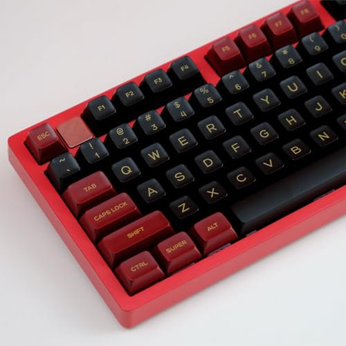 DucKey Vintage 2-farbiges PBT Tastenkappen Set, 140+ Tasten/SA-Profil/Doubleshot Keycaps für Mechanische Tastatur(Red and Black)