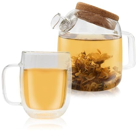 Horae - Coffret théière avec tasse - Théière en verre borosilicate 700 ml et tasse en verre double paroi 350ml - Idée coffret cadeau à offrir