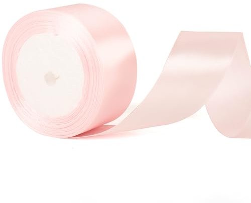 Ruban épais en satin rose bébé de 22 m x 40 mm de large, 3,81 cm d'épaisseur, pour emballage cadeau, mariage, Noël, anniversaire, gâteau, nœud pour cheveux, bouquet de fleuriste, travaux manuels et