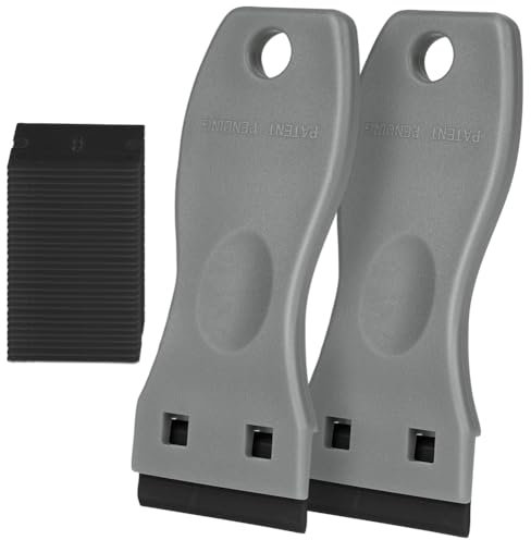 Flintronic Raschietto Vetroceramica, 2 Pezzi Raschietto + 30 Lame in Plastica, Raschietto Forno per Vetro per Cucina e casa, Colla, Colore, Decalcomanie, Piano Cottura e Forno-Grigio