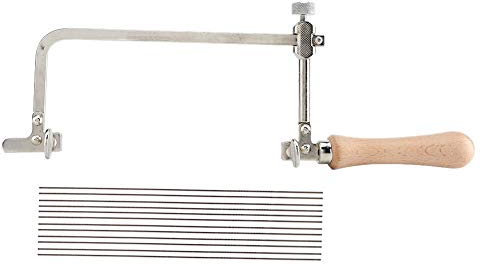 Professional, High Strength, High Hardness Hand Saw for Making Jewelry with Steel Saw Blade, Steel Saw Bow,12 Saw Blade (Wooden Handle Movable Saw Bow + 12 Saw Blades)