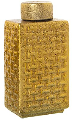 TIBOR CERÁMICA 32CM DORADO °16X10X32CM, TAPA: °9X5CM
