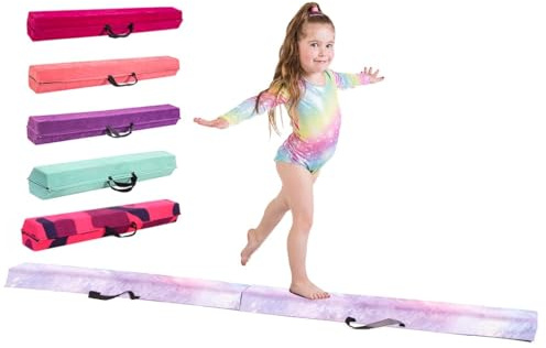 Gymnastics Beam For Kids - Amazing Balance Equipment For Children at Home -210/240/270cm - Faux Suede, High Density EVA Foam - Flash Cards, Carry Straps, Carry Case and Multiple Colours!