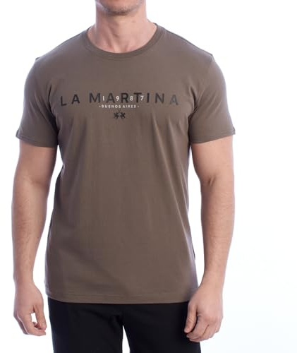 La Martina Kurzarm-T-Shirt für Herren, normale Passform, YMR005-JS206, braun, XL