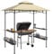 Outsunny 8' x 5' Grill Gazebo Canopy, Double Tiered Outdoor BBQ Gazebo Shelter with 2 Side Shelves, Storage Baskets, Hook for Garden, Patio, Barbecue, Picnic, Beige