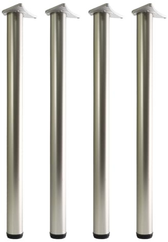 Set of 4 Adjustable Table Legs for Breakfast Bar or Worktop, Height Options 710/820/870/1100mm Steel Support for Kitchen Table Desk Furniture DIY (Satin, 110cm)