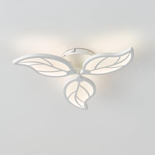 STARRYOL Lámpara de techo LED moderna de 24W con forma de hoja, 45cm color blanco mate, ideal para dormitorio, estudio y comedor - Blanco cálido 4000 K