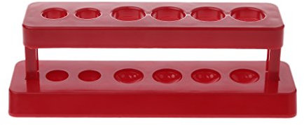 1 x Reagenzglashalter, 6 Löcher, roter Ständer, Bürettenständer, Regal, Labor