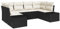 vidaXL 6-teiliges Garten-Sofaset Schwarz und Creme mit UV-beständigen Kissen für Sitzgelegenheiten im Freien | Modulare Terrassenmöbel, ideal für Balkone, Gärten, Liebesbank, Ecksofa, Stuhl,
