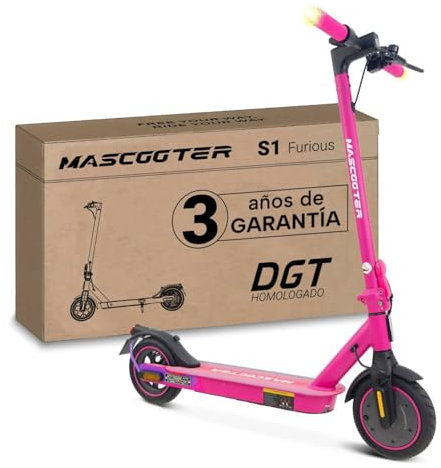 MASCOOTER S1 Furious | Trottinette Èlectrique Adulte - Régénération de Batterie au Freinage – 300-600W Max, Autonomie 20km, Roues 8.5 Chambre à Air, Double Freins Électrique et Disque