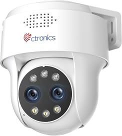 Ctronics 4MP Zoom Hybride10X Caméra Surveillance WiFi Extérieure,Auto Suivi | Double Objectif, 2.5K QHD Vision Nocturne Couleur 30m, WiFi 5 /2,4GHz, FTP/NVR, PC/App, Support inclus, 128GB TF/Cloud