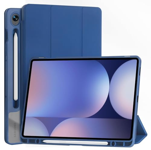 TXWLLIU Custodia per Samsung Galaxy Tab S10 Lite/S10 FE/S9 FE 10.9 Pollici con Supporto per Penna S, Custodia Protettiva per Supporto a Tre Pieghe, Auto Sonno/Veglia, Blu Scuro