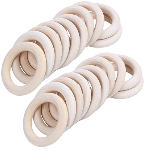 Uikdjgu 20X Natural Wooden Rings, Diameter 50mm