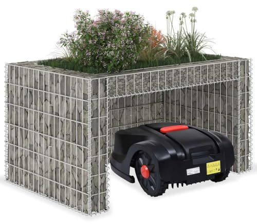 YuuSsea Silver Steel Wire Lawn Mower Garage, 43.3 x 31.5 x 23.6 in, Outdoor Storage for Electric Lawnmower, Yard Tools, Matte Finish