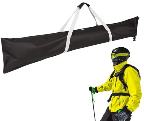 Minhaxue Skitasche, 185 x 33cm Skisack & Belüftete Skischuhtasch, wasserdichte Skitasche zum Tragen und Snowboarden, schützende Skiausrüstungstasche zum Skifahren für 1 Paar Ski