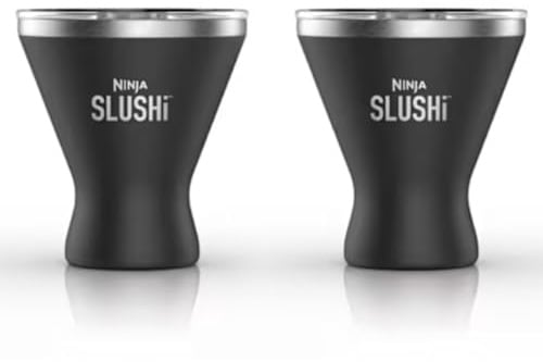 Ninja SLUSHi 2er-Set 295 ml Cocktailbecher mit Deckel, XSKMRG2BKEUK | Offizielles Ninja SLUSHi Zubehör, Schwarz, XSKMRG2BKEUK