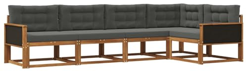 vidaXL Outdoor-Sofagarnitur mit Kissen 5 pcs Natur und Anthrazit, Moderne Terrasse, langlebige Outdoor-Möbel, wetterfeste Lounge, gemütliches Sofa, vielseitige Pool-Couch