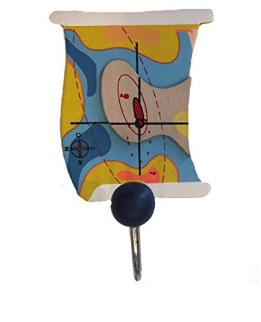 Trä Present Kinder Garderobe Kleiderhaken Piraten Motiv Schatzkarte