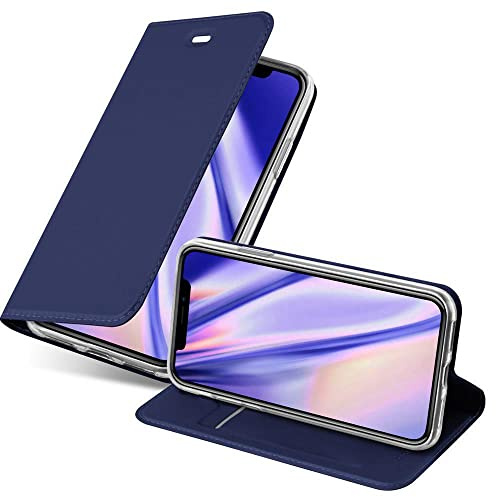 Cadorabo Hülle kompatibel mit Apple iPhone X/XS aus Premium Kunst Leder Flip Klappbare Stoßfeste Magnetische [Standfunktion] [Kartenfächern] Cover Hülle für iPhone X/XS Tasche in Blau