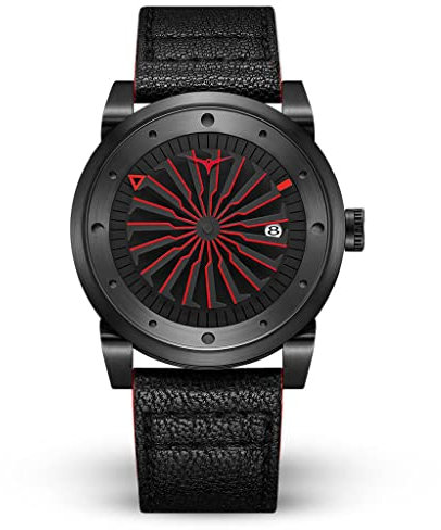 Zinvo Blade Corsa Turbine Automatik Miyota Edelstahl 316L IP Schwarz Rot Datum Leder Sapphire Herren Uhr