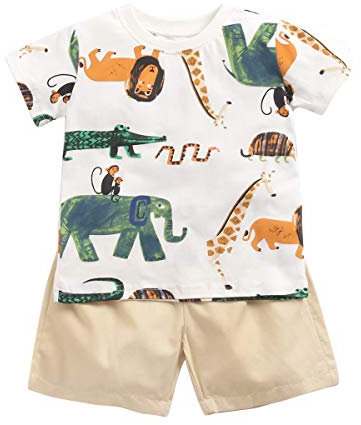 Sanlutoz Algodón Bebé Conjuntos de Ropa Verano Dibujos Animados Recién Nacido Camiseta + Shorts 2 Piezas (12-18 Meses, BCS9045)
