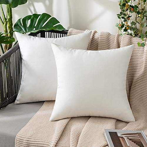 MIULEE 2er Set Wasserdicht Kissenbezug Outdoor Sofakissen Weihnachten Dekokissen Modern Kissenbezüge Dekorativ Kissenhülle Deko aus Polyster Leinen-Optik für Garten Sofa Wohnzimmer Bett 50x50 cm Weiß