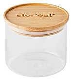 mastrad - Bocal De Stockage - Connecté Stor'Eat - Verre Borosilicate Résistant - Protège de l'Humidité - Couvercle Hermétique - Coloris Bambou - Sans BPA - 600 ml