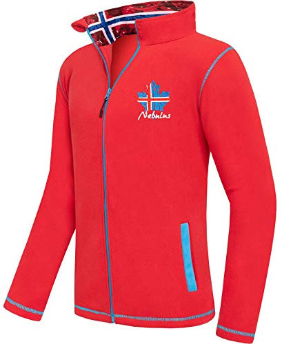 Nebulus Herren Fleecejacke Next, warme Fleece Jacke, mit langem Full-Zip Reißverschluss, rot - L