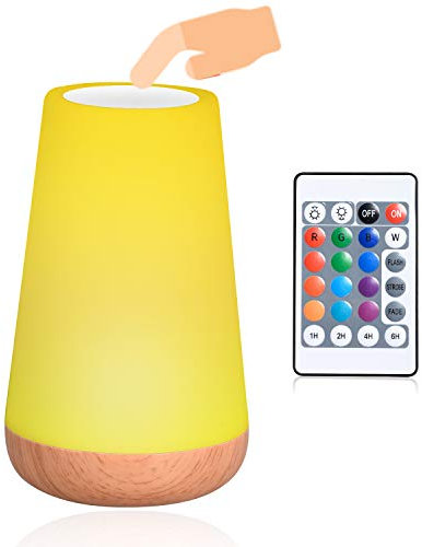 LED Nachttischlampe, Kinder Nachtlicht Stimmungslicht Touch Dimmbar RGB 13 Farbwechsel, Tragbare Atmosphäre Tischlampe mit Fernbedienung & USB Aufladung Ladefunktion für Baby SchlafZimmer Kinderzimmer