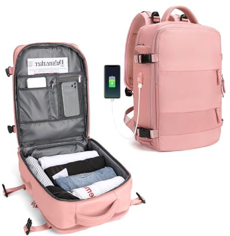 SZLX Zaino da viaggio grande da donna da escursionismo sportivo da esterno impermeabile da scuola casual laptop da 14 pollici con porta di ricarica USB scomparto per scarpe