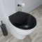 Croydex Lene Flexi-Fix Matt Black Soft Close Toilet Seat - Quick Release Button for Easy Cleaning and Adjustable Hinges to fit All Standard Toilets with Top and Bottom Fixings, Antibacterial (Black)