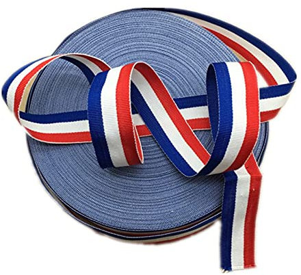 GANGYUAN Ruban décoratif tricolore en nylon pour fabrication d'accessoires, emballage cadeau, célébrations nationales (10 m x 40 mm)