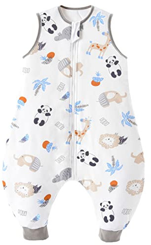 Chilsuessy Baby Schlafsack mit Füße 2.5 Tog Ganzjahres Schlafsack (CPC-Zertifizierung) Baby Schlafsäcke Babyschlafsack mit Beinen für Säugling Kinder, Wald Panda, 80cm/Baby Höhe 90-100cm