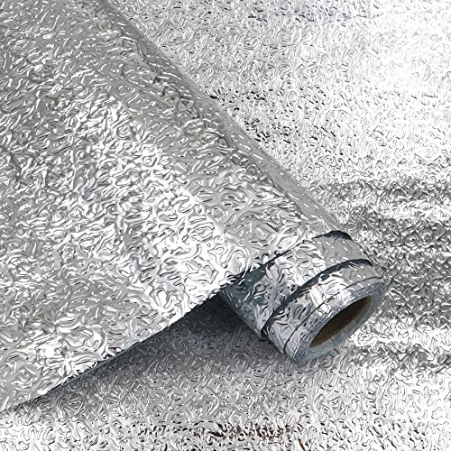 Küchenrückwand Aufkleber Selbstklebende Aluminiumfolie Tapete, öldicht, hitzebeständig, Küchenwandaufkleber für Schrank, Arbeitsplatten, Schubladenauskleidung, Regale (40cm x 3m)