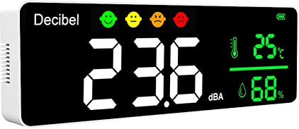 Wisyurt DM1306D Digitaler Dezibel-Schallmesser Intelligenter GeräUschdetektor Zur Wandmontage 30-130 DB Temperatur- und Feuchtigkeitsmonitor