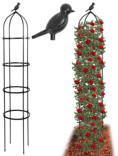 LYFETC Obélisque de Jardin en Acier Inoxydable pour Plantes Grimpantes, Obélisque de Jardin, Jardinière pour Roses, Plantes Grimpantes avec Décoration en Forme de tête d'oiseau