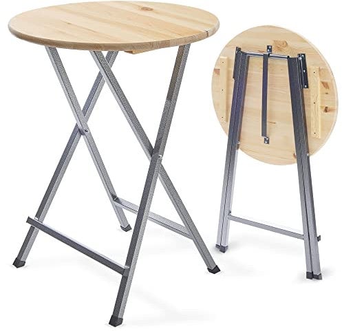Onbest Stehtisch klappbar – Stehtisch 110cm hoch – Massive Tischplatte aus Holz – rund Ø78 cm – für In- & Outdoor –Bistrotisch – Biertisch – Gartentisch – Partytisch