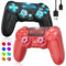 TURPOW Wireless Controller for PS4, Bluetooth-Gamepad mit verbessertem Dual-Motor-Schock/6-Achsen-Sensor/Turbo/Touchpad/Audio für Ps-4/P4 Pro/P4 Slim/PC mit RGB-Beleuchtung