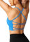 ZAAYO Damen Gym BH Gepolstert Crossback Fitness Sport Bra Abnehmbarer Brustpolster Yoga Tops Gestrickte Nahtlose Sportbekleidung Blue X-Large