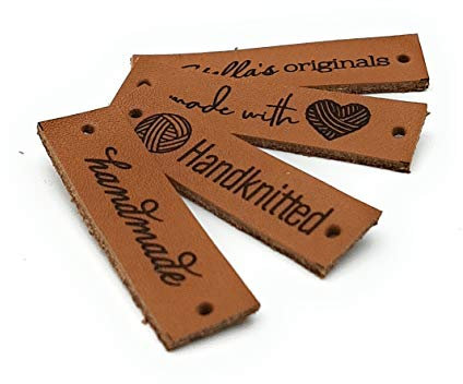 Leder Etiketten mit Wunschtext und Logo, Echtleder Etiketten 25 St.