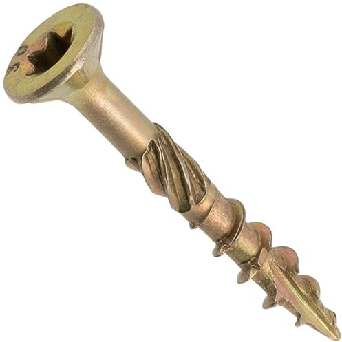 AERZETIX - C69090 - Lot de 100 Vis à bois Ø4x30 mm à tête fraisée - à empreinte étoile Т20 - en acier zingué - menuiserie contreplaqué aggloméré mélaminé terrasse panneaux chevrons bastaings