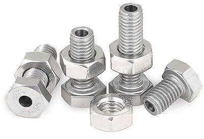 10Satz. M6×20mm【Hole 3.2mm】 304 Edelstahl Außenhexagon Hohlschrauben Whit Muttern Durchgangslochschraube